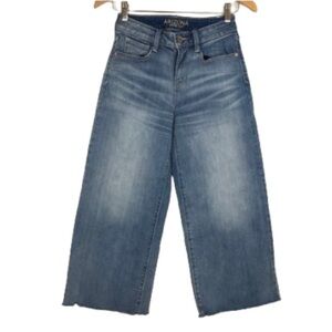 Women’s Wide Leg High Waisted Cropped Jeans Flair Raw Hem Size Arizona Jean Co.